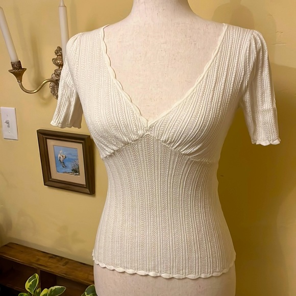 Sezane Tops - Sezane Cream/white stretch blouse Size Small NWOT